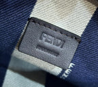 FENDI MINI ROLL BAG 15 MIDNIGHT BLUE MIX WHITE FF JACQUARD FABRIC
