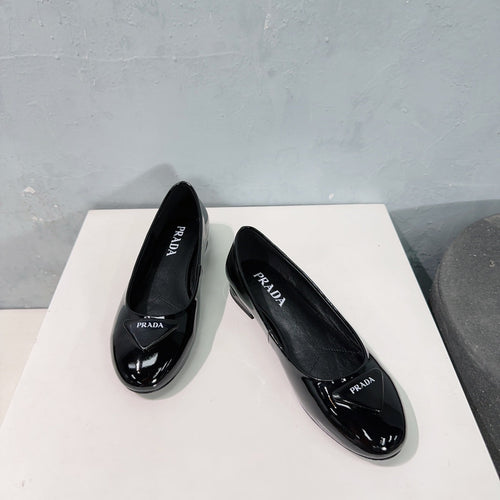 PRADA BASIC PATENT BALLET FLATS BLACK CALFSKIN