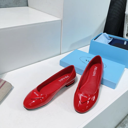 PRADA BASIC PATENT BALLET FLATS CRIMSON CALFSKIN