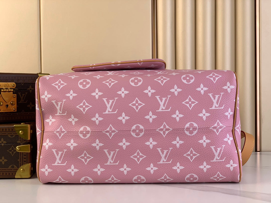Louis Vuitton SPEEDY P9 BANDOULIÈRE 40 IN FLAMINGO PINK MONOGRAM CALFSKIN
