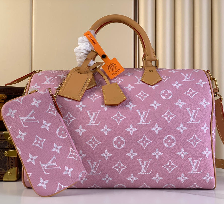 Louis Vuitton SPEEDY P9 BANDOULIÈRE 40 IN FLAMINGO PINK MONOGRAM CALFSKIN