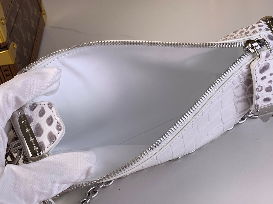 Louis Vuitton SLIM TRUNK 23 IN WHITE CROCODILE PATTERN CALFSKIN SILVER HARDWARE