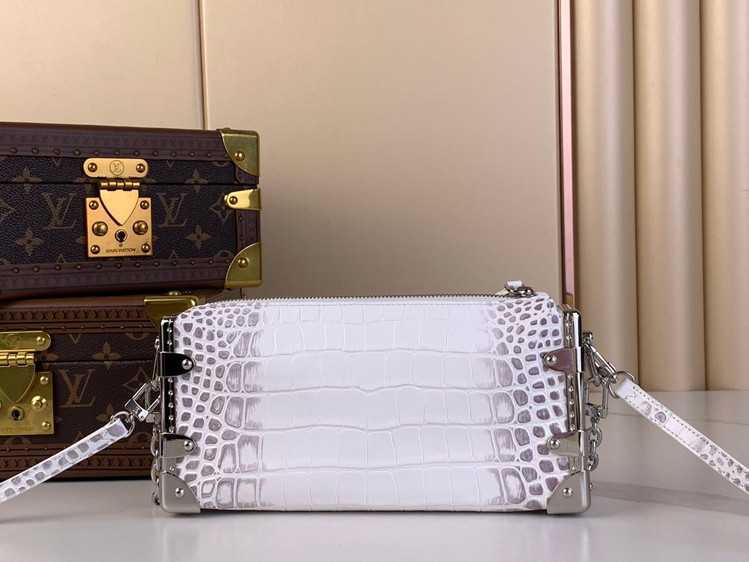Louis Vuitton SLIM TRUNK 23 IN WHITE CROCODILE PATTERN CALFSKIN SILVER HARDWARE