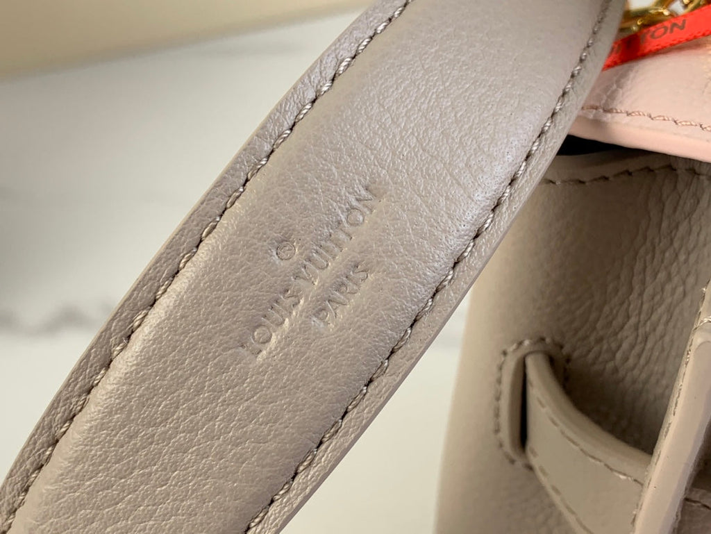 Louis Vuitton LOCKME EVER MINI 23 IN KHAKI BROWN MIX LIGHT PINK CALFSKIN GOLD HARDWARE