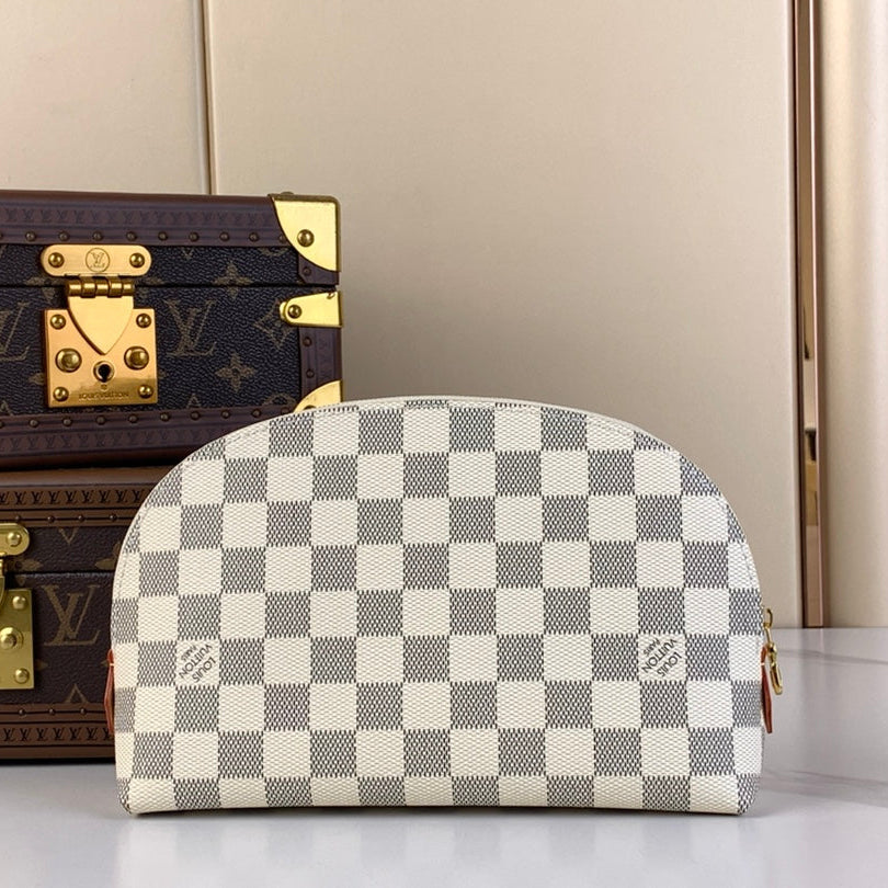 Louis Vuitton COSMETIC POUCH 22 IN WHITE GRAY DAMIER AZUR CANVAS