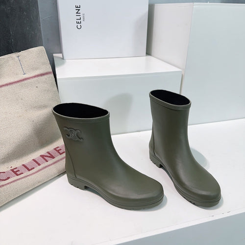 Celine SHORT BOOTS IN ARMY GREEN RUBBER