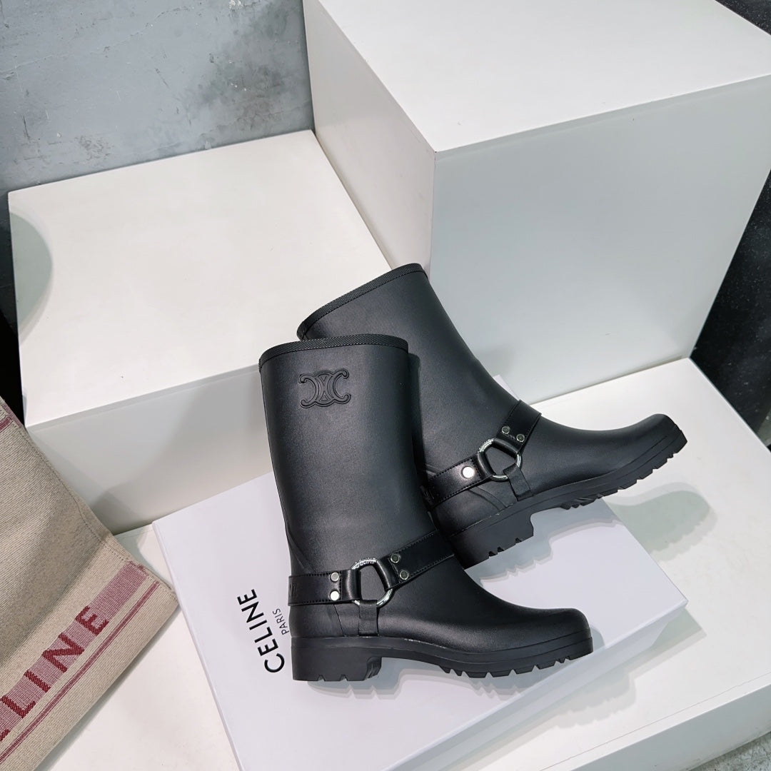 Celine SHORT BOOTS IN BLACK RUBBER