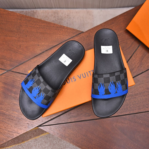 Louis Vuitton MULE SANDAL BLACK MIX BLUE DAMIER CALFSKIN
