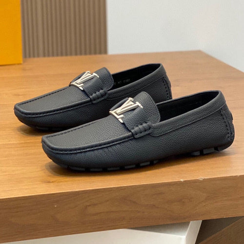 Louis Vuitton LOAFER IN BLACK WRINKLE CALFSKIN WITH SILVER LOGO