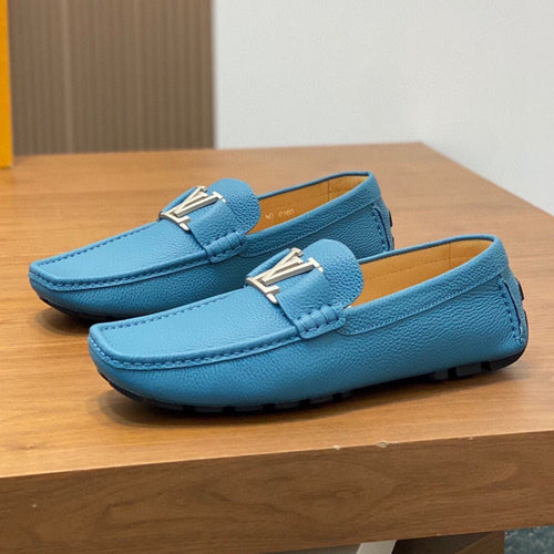 Louis Vuitton LOAFER IN ELECTRIC BLUE WRINKLE CALFSKIN WITH SILVER LOGO