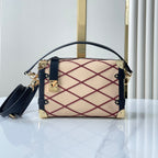 Louis Vuitton SIDE TRUNK 21 IN BEIGE RED LAMBSKIN WITH CRISS CROSS PATTERN GOLD HARDWARE