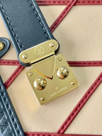 Louis Vuitton SIDE TRUNK 21 IN BEIGE RED LAMBSKIN WITH CRISS CROSS PATTERN GOLD HARDWARE