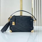 Louis Vuitton SIDE TRUNK 21 IN BLACK LAMBSKIN WITH CRISS CROSS PATTERN GOLD HARDWARE