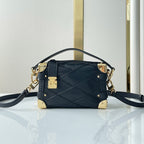 Louis Vuitton SIDE TRUNK MINI 18 IN BLACK LAMBSKIN WITH CRISS CROSS PATTERN GOLD HARDWARE