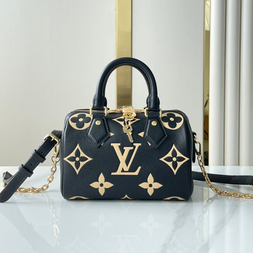 Louis Vuitton SPEEDY BANDOULIÈRE 20 IN BLACK CREAM MONOGRAM EMPREINTE LEATHER GOLD HARDWARE