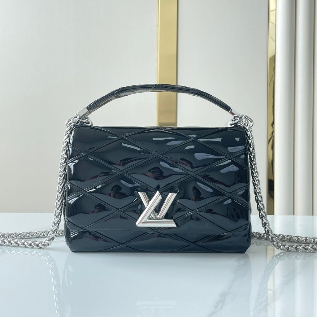 Louis Vuitton GO-14 MM 23 IN BLACK GLOSSY CALFSKIN SILVER HARDWARE
