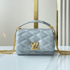 Louis Vuitton GO-14 MM 23 IN ECRUME GRAY QUILTED LAMBSKIN GOLD HARDWARE