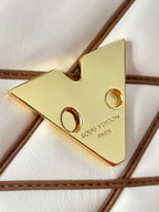 Louis Vuitton GO-14 MM 23 IN WHITE BROWN QUILTED LAMBSKIN GOLD HARDWARE