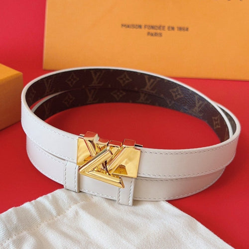 Louis Vuitton GO-14 20MM BELT IN WHITE CALFSKIN GOLD HARDWARE