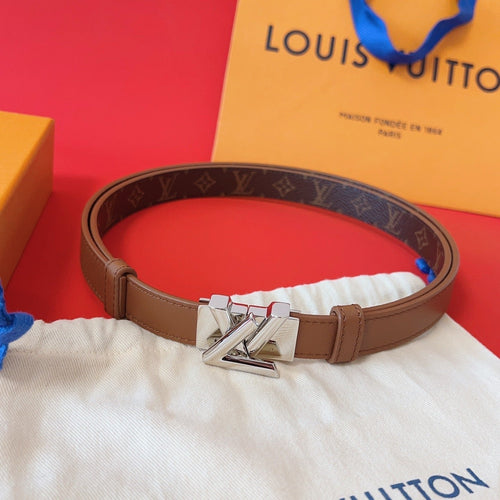 Louis Vuitton GO-14 20MM BELT IN BRONZE BROWN CALFSKIN SILVER HARDWARE