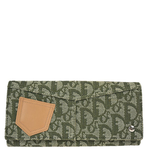 Christian Dior 2001 Green Trotter Long Wallet Purse