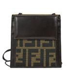Fendi Zucca Shoulder Bag Wallet Purse Pochette Brown