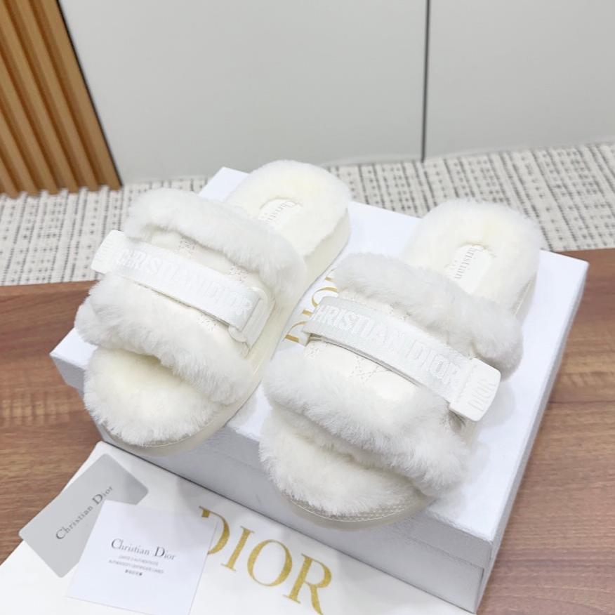 DIOR  DIORiviera Dio(r)evolution Slide White Quilted Fleece Lining And Lambskin