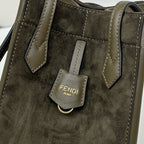 FENDI ORIGAMI MINI 19 IN ARMY GREEN LAMBSKIN AND SUEDE