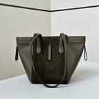 FENDI ORIGAMI MINI 19 IN ARMY GREEN LAMBSKIN AND SUEDE