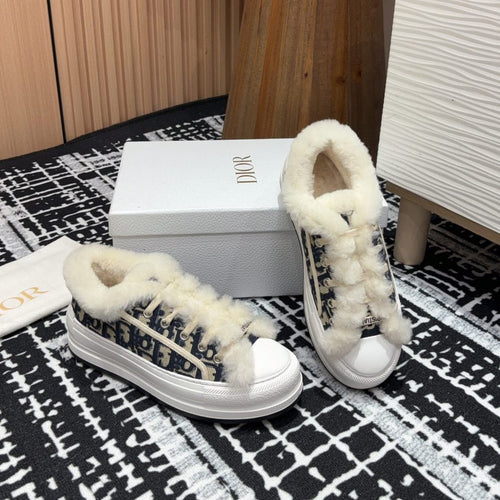 DIOR Walk'n' DIOR Platform Sneaker Black Mix charcoal Blue Oblique Jacquard And Fleece Lining