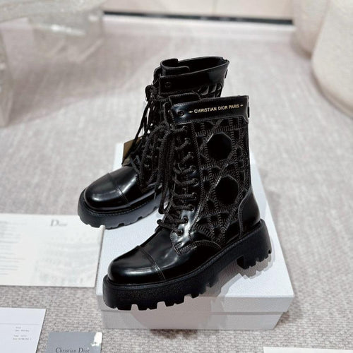DIOR D-Unit Ankle Boot 40mm In Black Glossy Calfskin 988757