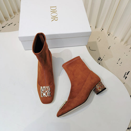 DIOR Miss  DIOR Ankle Boots 40mm Orange Brown Suede 111387