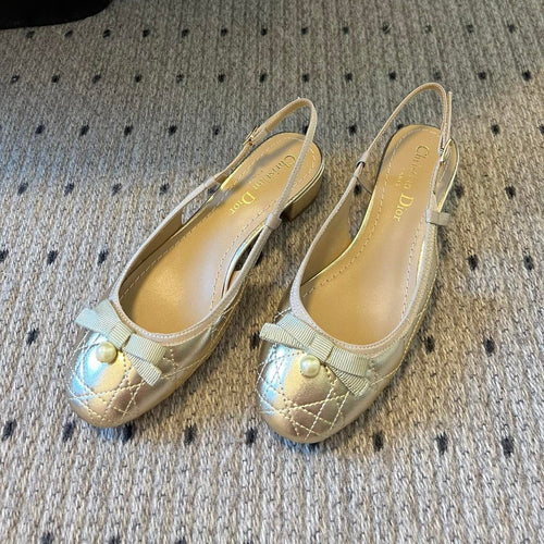 DIOR Ballet Slingback Pump 35mm In Gold Quilted Calfskin 997273