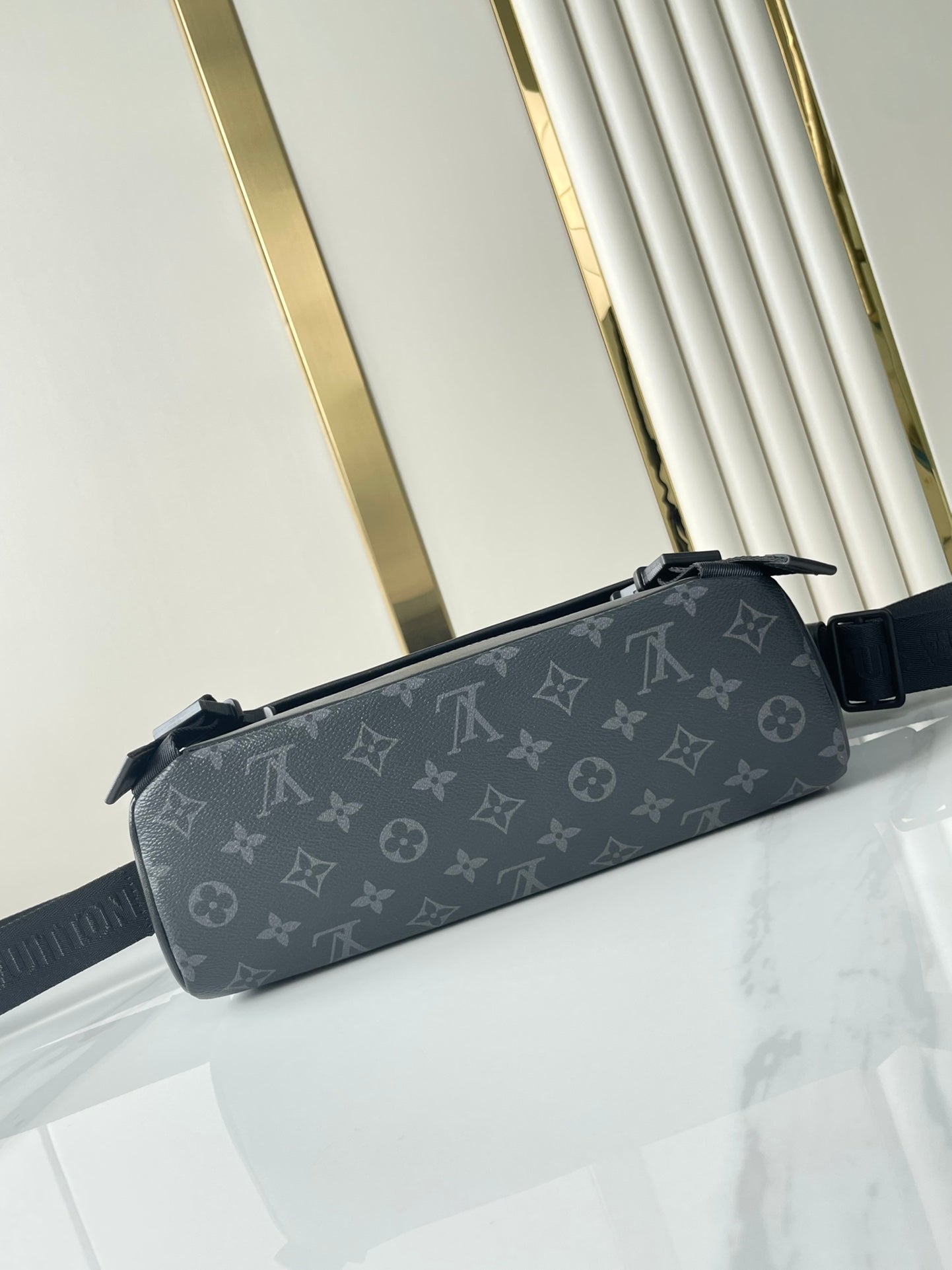 Louis Vuitton MESSENGER VOYAGER PM 33 IN GUN METAL MONOGRAM ECLIPSE CANVAS