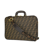 Fendi Brown Canvas Zucca 2way Shoulder Business Handbag