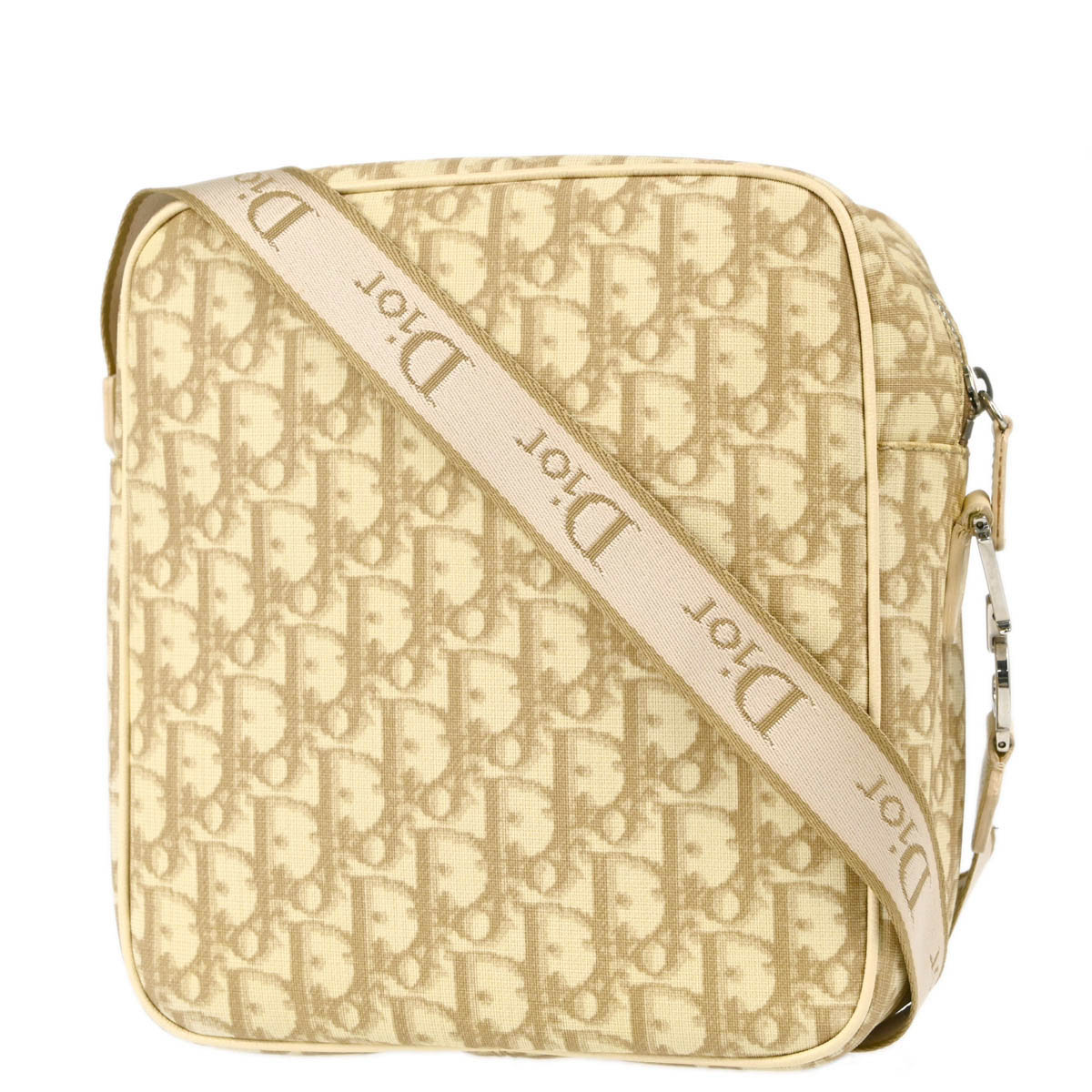 Christian Dior 2004 Beige Embroidered Trotter Shoulder Bag