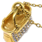 Celine Gold Chain Pendant Necklace Rhinestone
