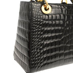 Christian Dior * 2003 Black Crocodile Medium Lady Dior 2way Shoulder Handbag
