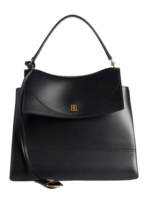 Balenciaga Women 'Nano' Black Medium Handbag With Adjustable And Removable Shoulder Strap And Embossed Logo Lettering On The Rear In Leather Woman