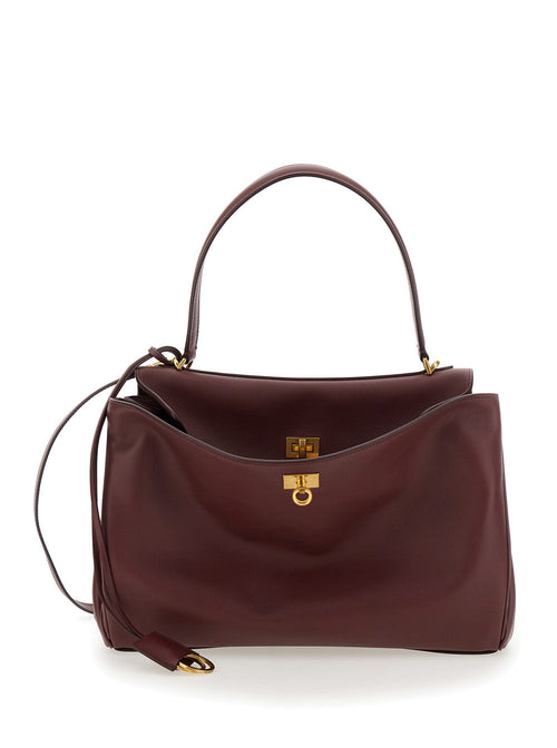 Balenciaga Women 'Medium Rodeo' Bordeaux Handbag With Detachable Key Holder In Smooth Leather Woman