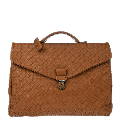 Bottega Veneta Brown Intrecciato Briefcase Handbag