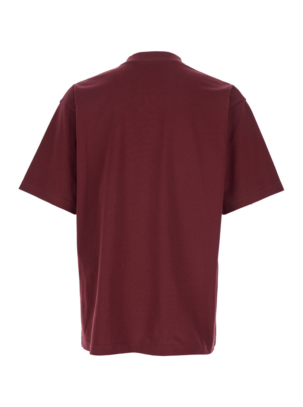Balenciaga Men Bordeaux Crewneck T-Shirt With Logo Print On The Front In Cotton Man