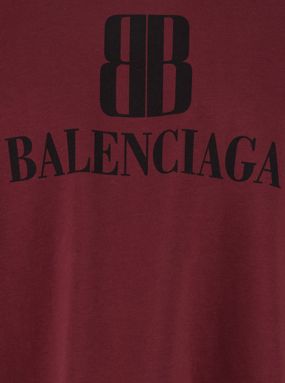 Balenciaga Men Bordeaux Crewneck T-Shirt With Logo Print On The Front In Cotton Man