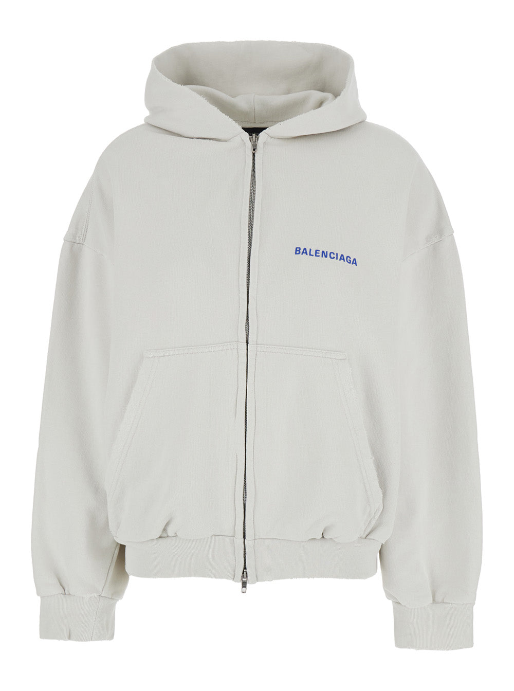 Balenciaga Women White Sweatshirt With Fixed Hood And Logo Lettering On Front And Rear In Cotton Woman