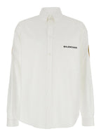 Balenciaga Men White Shirt With Logo Lettering On The Front And Logo Patch On The Sleeve In Cotton Man