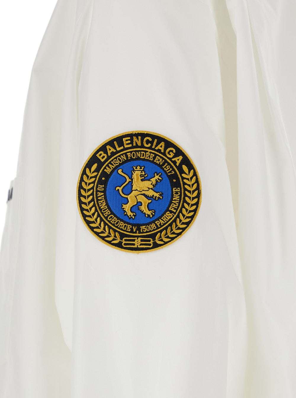 Balenciaga Men White Shirt With Logo Lettering On The Front And Logo Patch On The Sleeve In Cotton Man