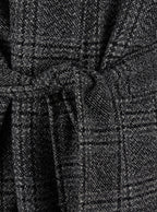 Balenciaga Women Grey Coat With Wide Notched Revers And All-Over Check Motif In Wool Woman