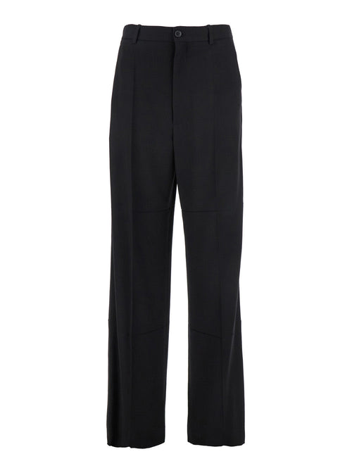 Balenciaga Men Black Pants With Belt Loops In Wool Blend Man