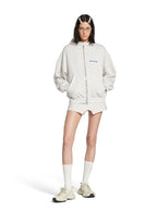 Balenciaga Women White Sweatshirt With Fixed Hood And Logo Lettering On Front And Rear In Cotton Woman