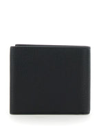 Balenciaga Men Black Bi-Fold Wallet With Logo Lettering On The Front In Grained Leather Man